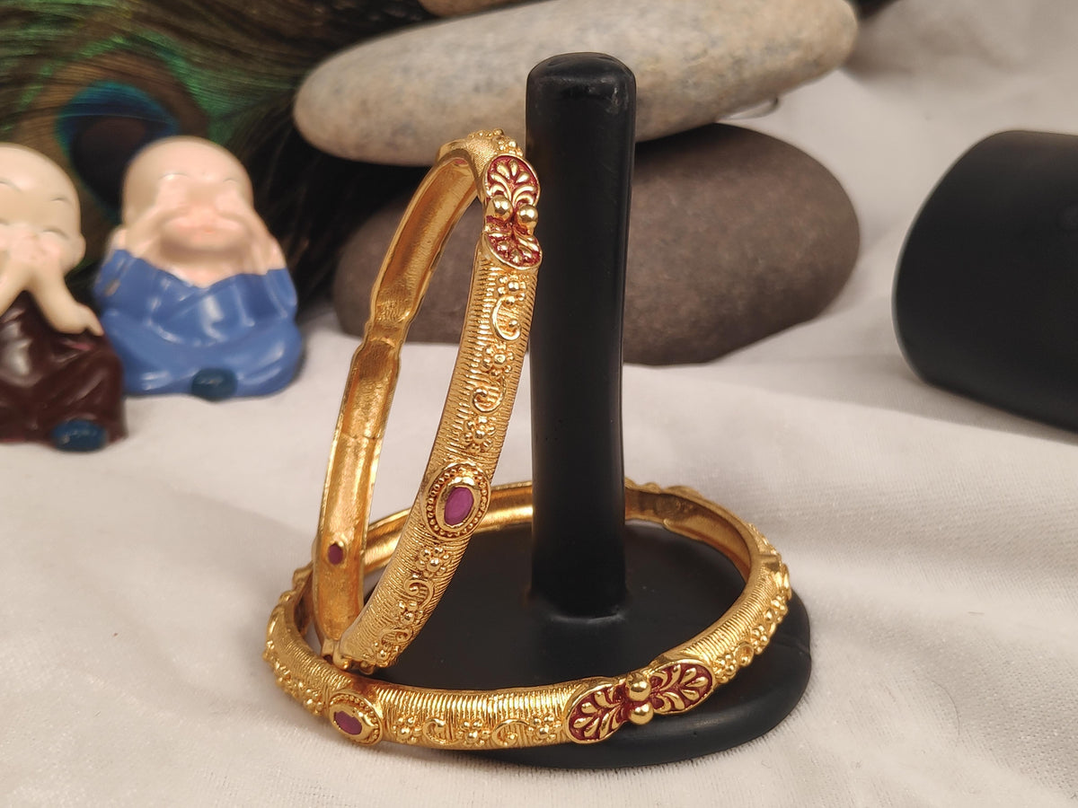 1 Gram Gold Plated Traditional Bangles for Women