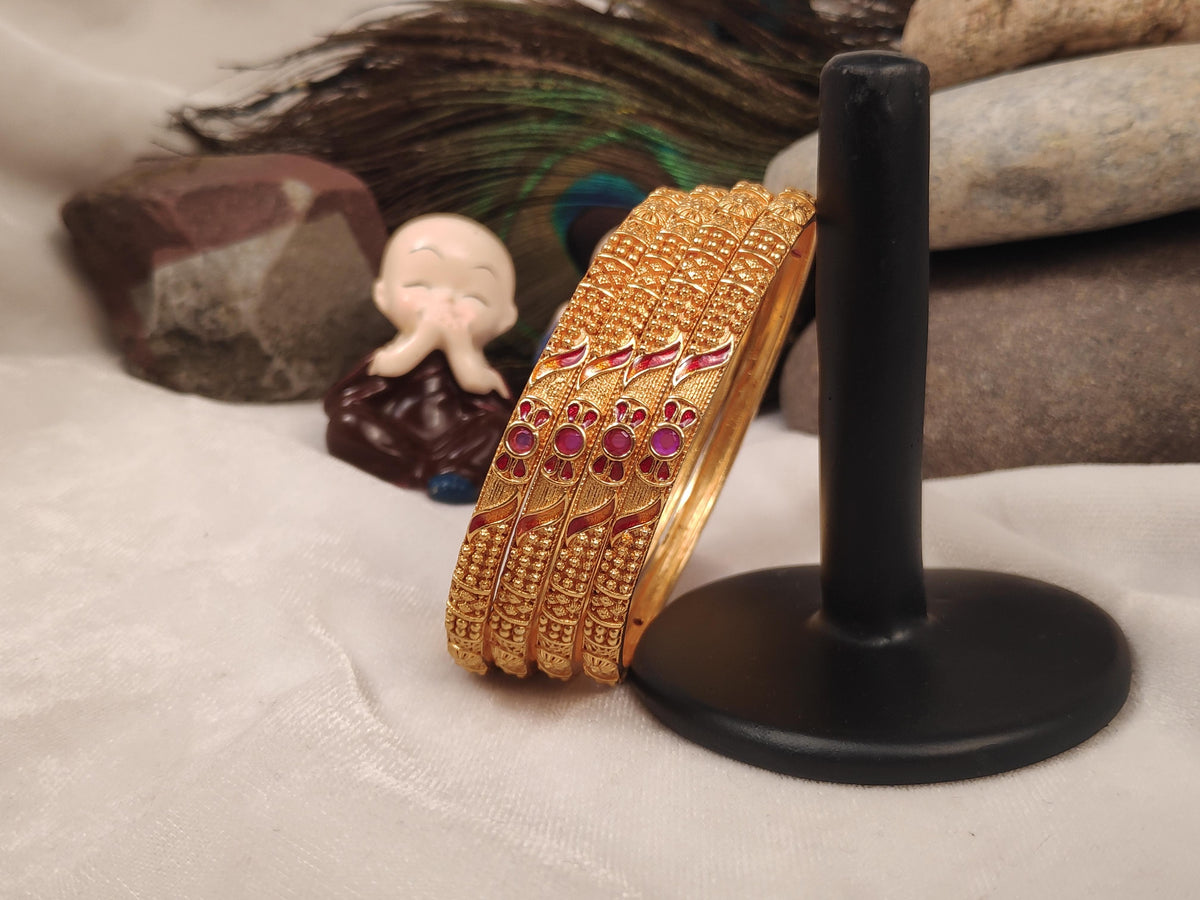 1 Gram Gold Plated Traditional Bangles for Women