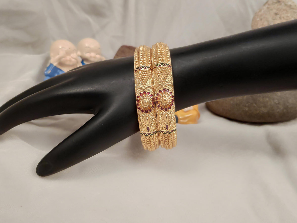 1 Gram Gold Plated Traditional Bangles for Women