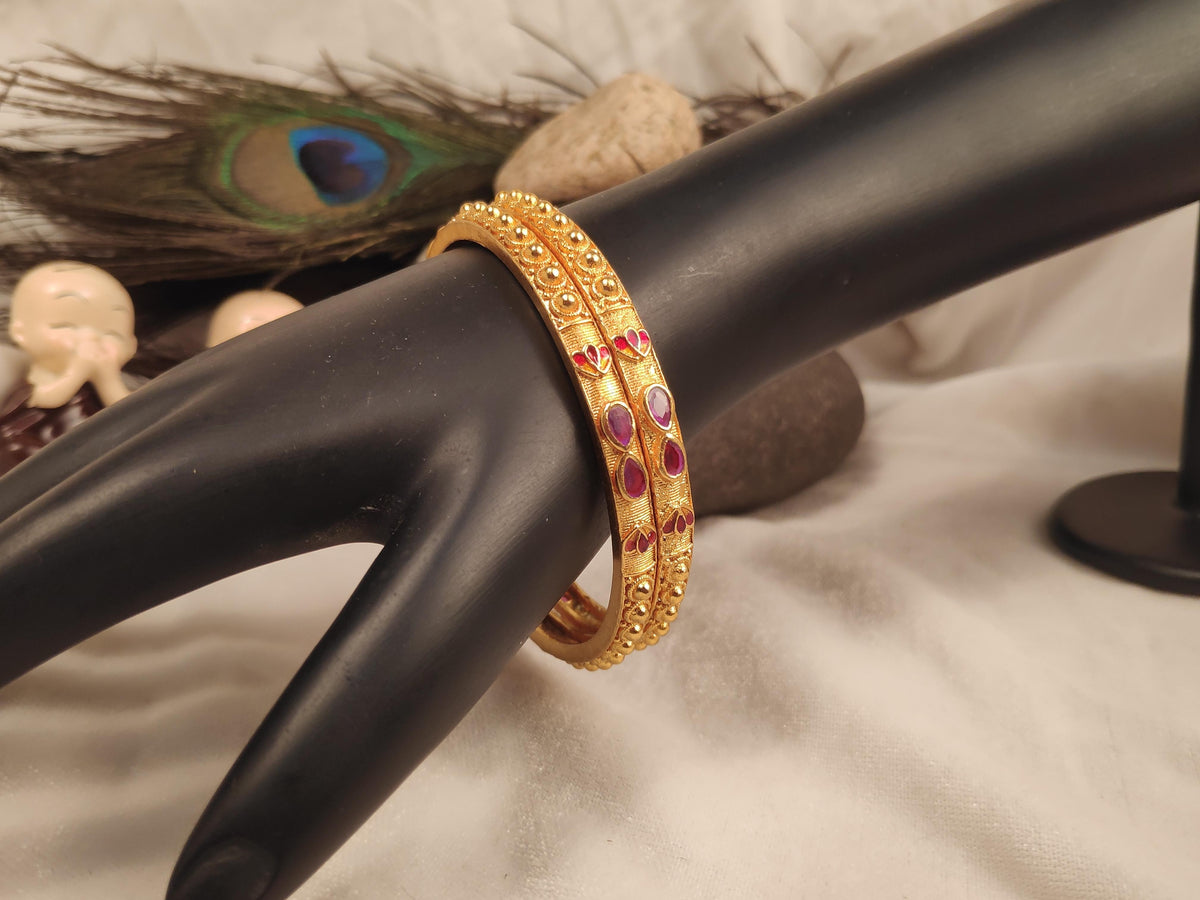 1 Gram Gold Plated Traditional Bangles for Women