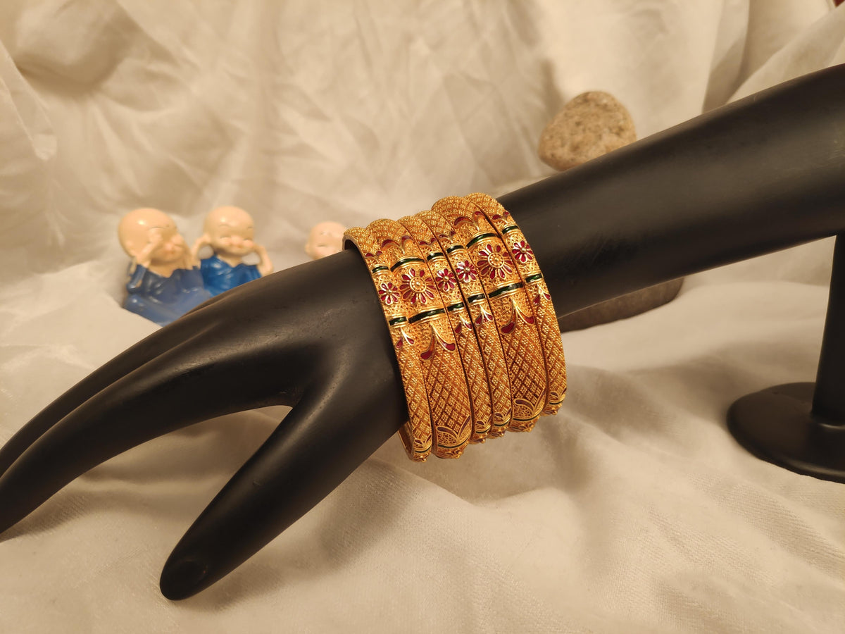 1 Gram Gold Plated Traditional Bangles for Women