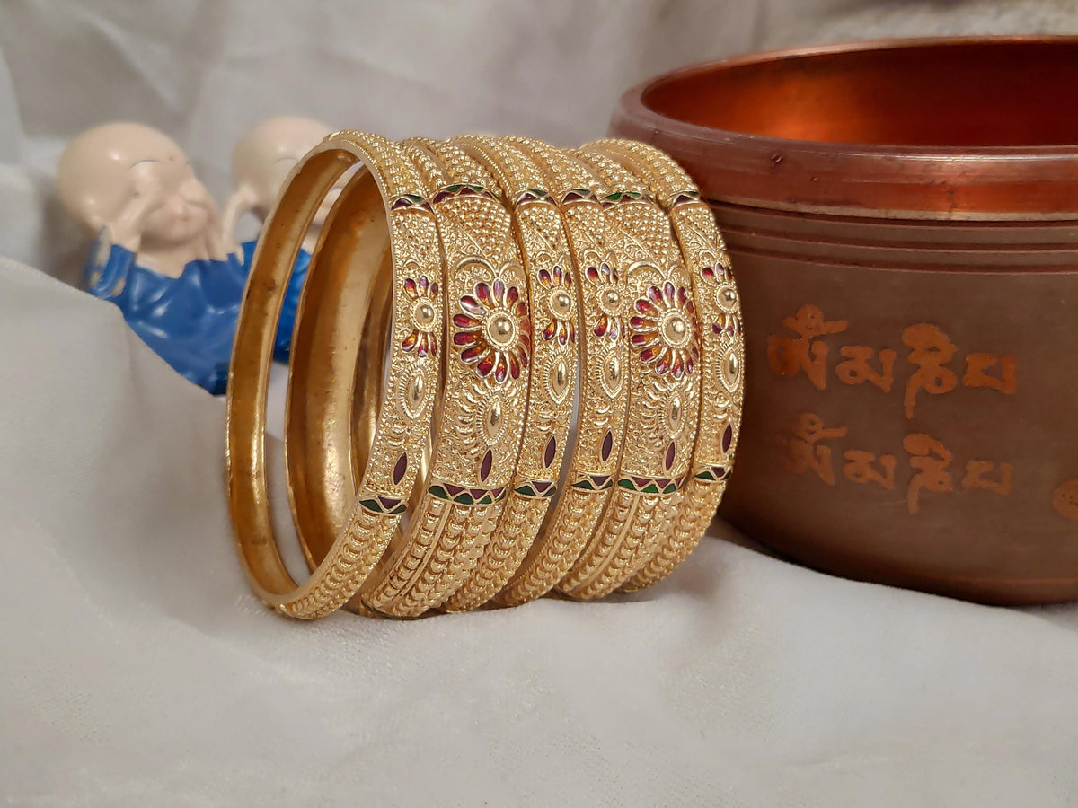 1 Gram Gold Plated Traditional Bangles for Women