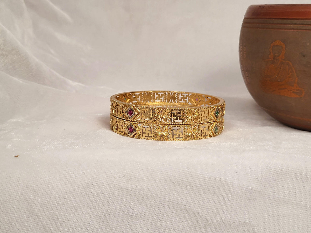 1 Gram Gold-Plated Brass Rajasthani Bangles