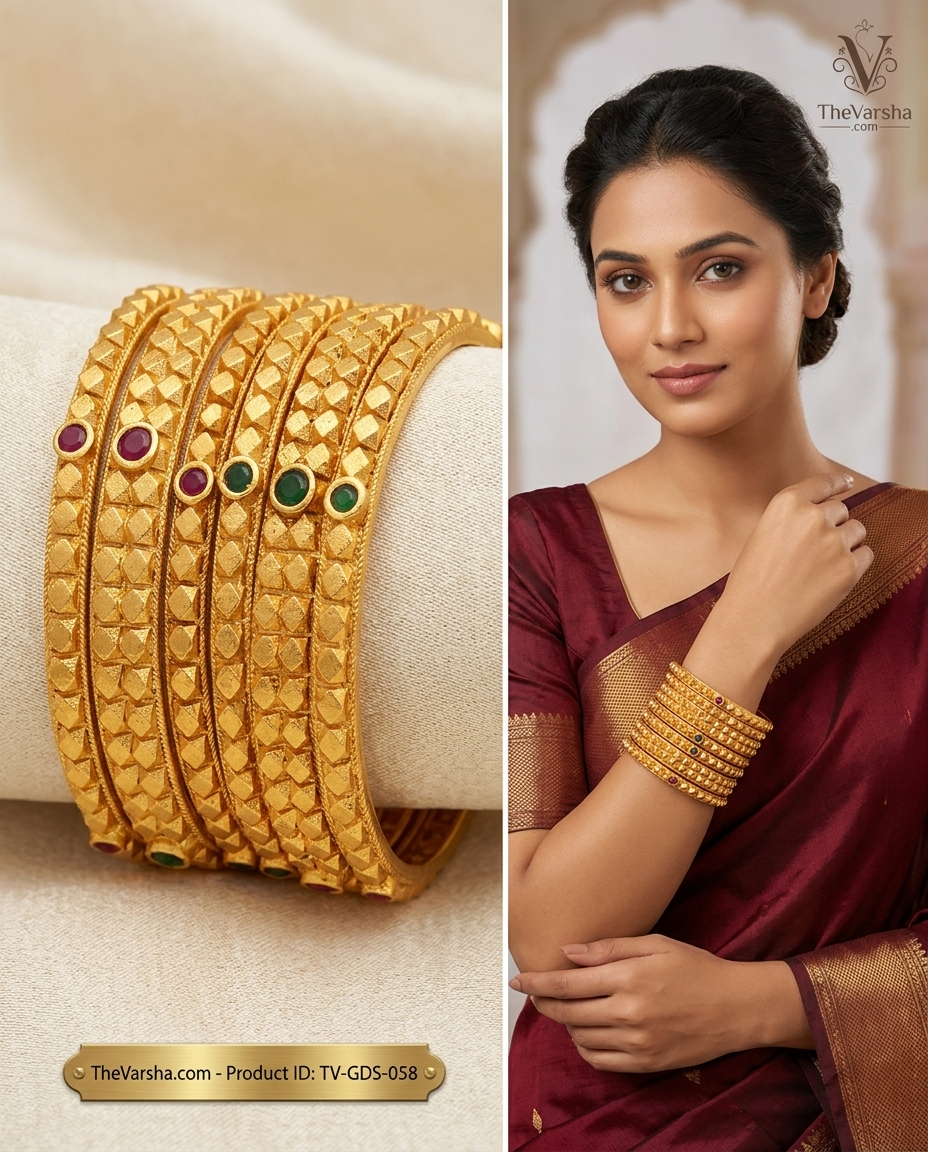 Elegant Brass Bangles with One Gram Gold Plating ÔøΩ Set of 6