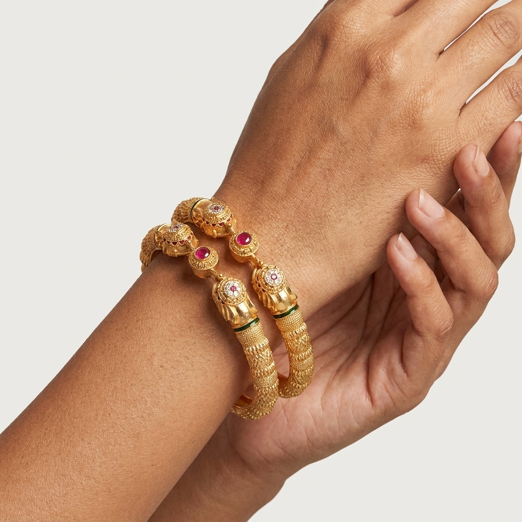 1 Gram Gold Plated Traditional Bangles for Women