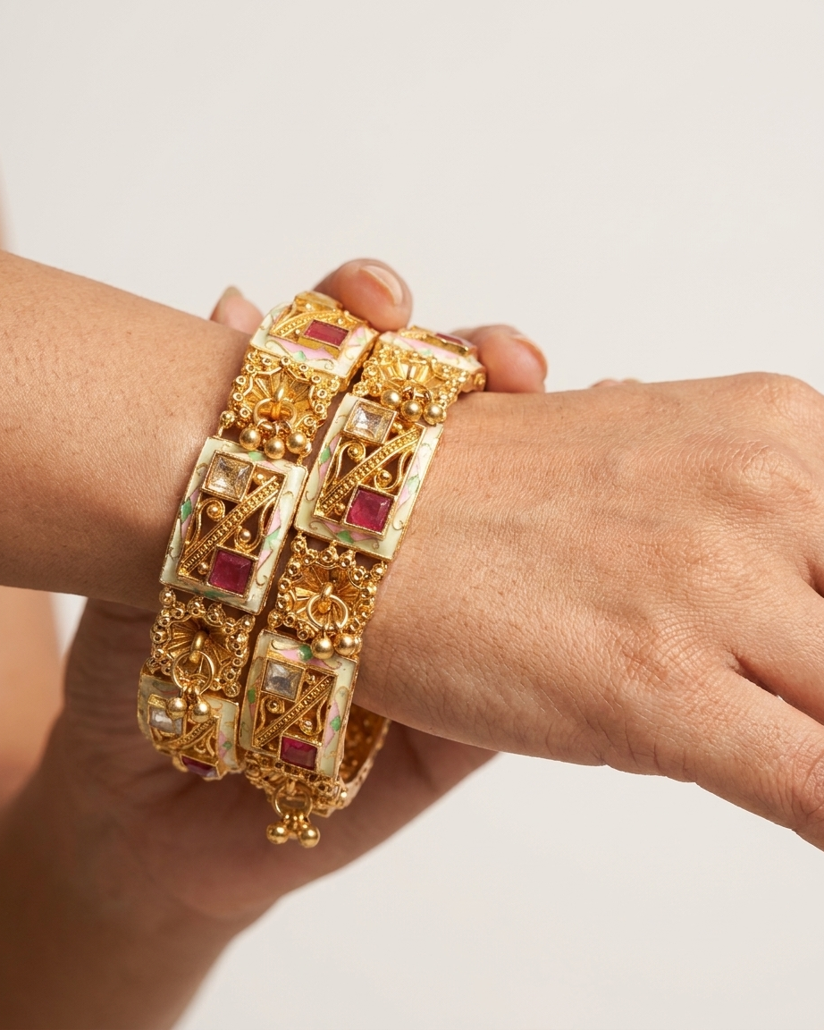 1 Gram Gold Plated Traditional Bangles for Women