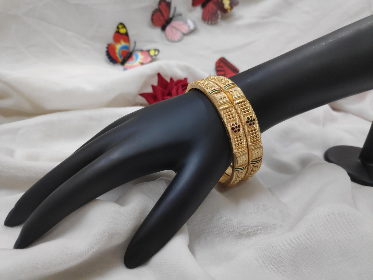 1 Gram Gold Plated Traditional Bangles for Women
