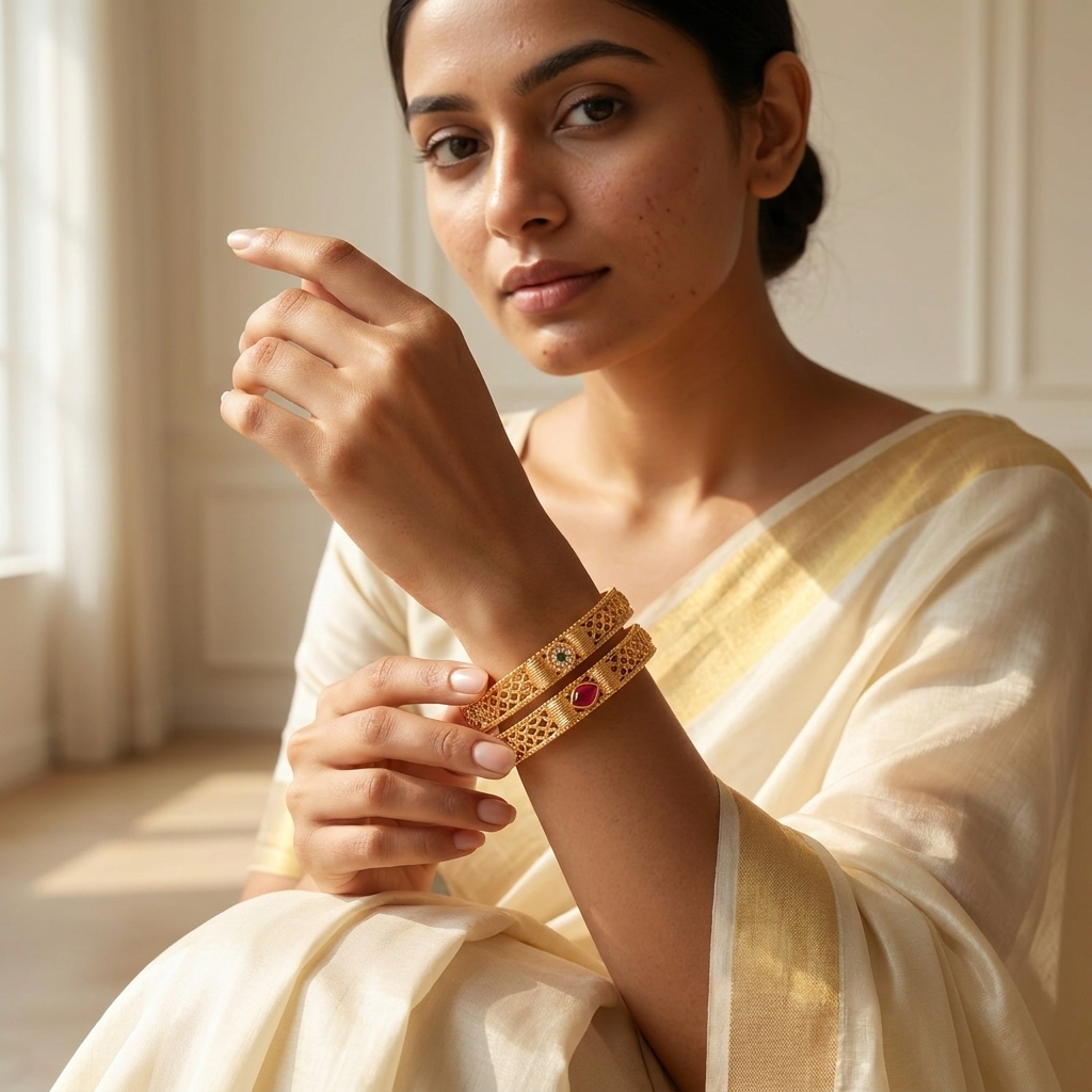 1 Gram Gold Plated Traditional Bangles for Women