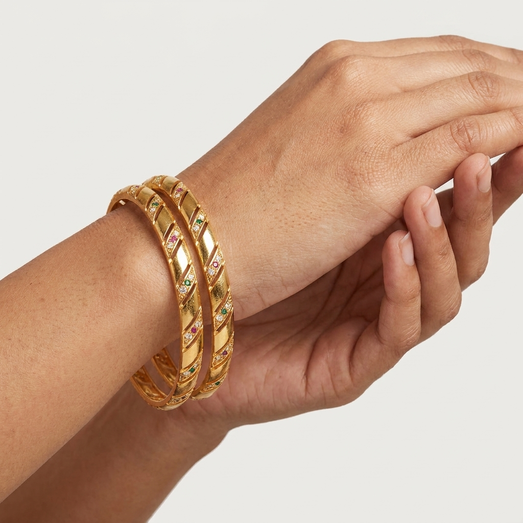 1 Gram Gold Plated Traditional Bangles for Women