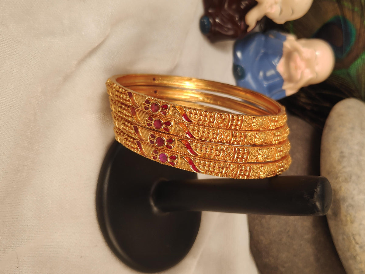 1 Gram Gold Plated Traditional Bangles for Women