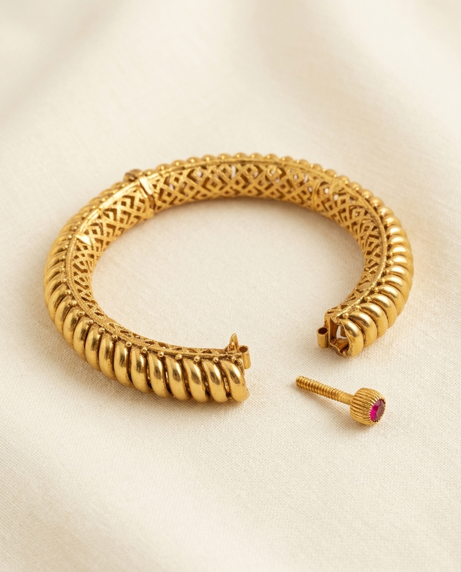 The Heritage Ruby-Accent Copper Bangle ÔøΩ Lifetime Polish Edition- Pack of 1