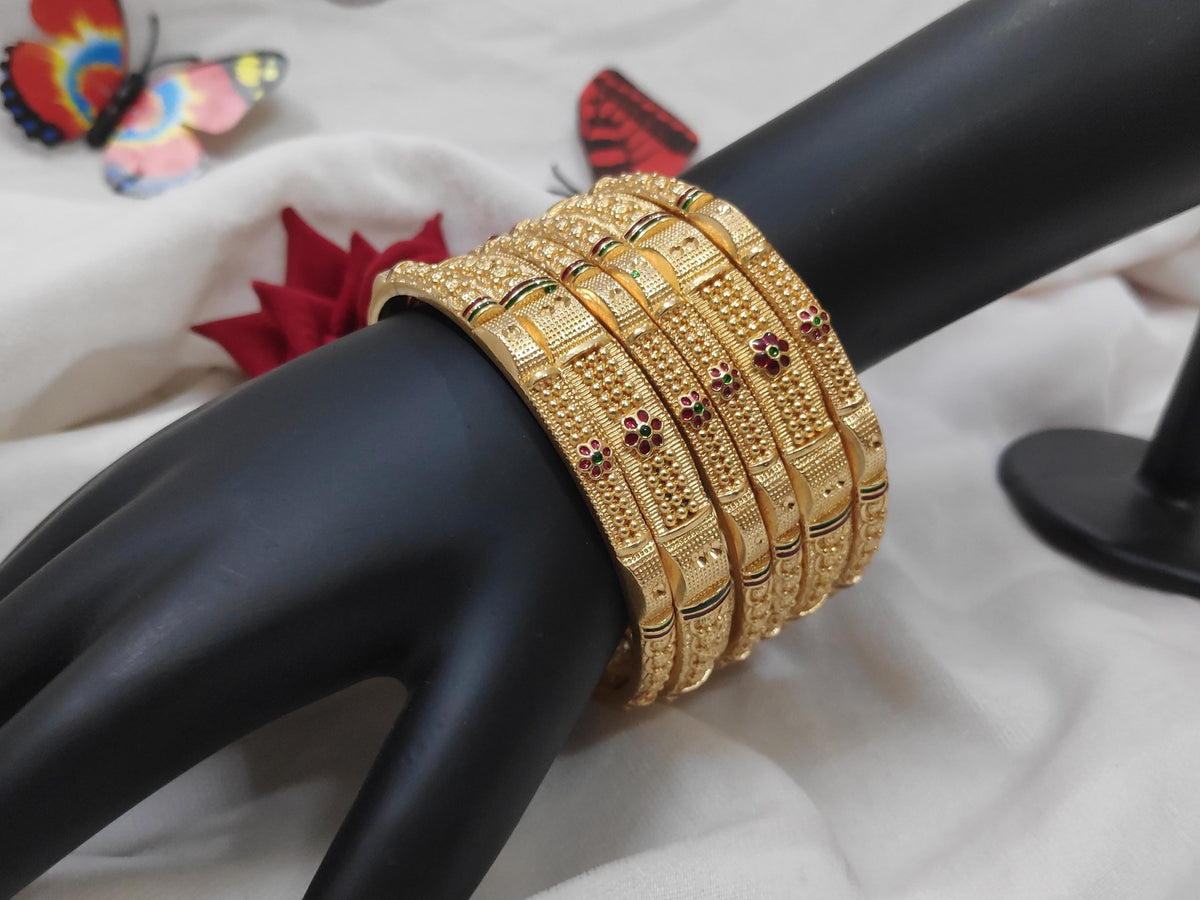 1 Gram Gold-Plated Brass Rajasthani Bangles