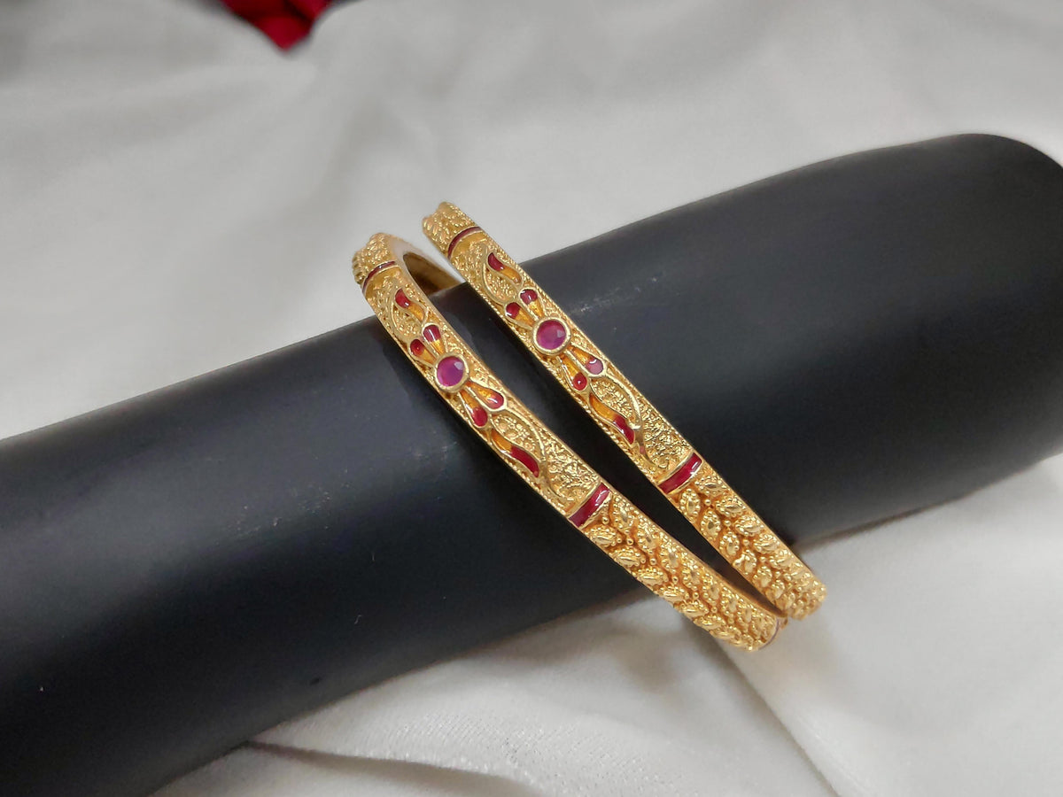 1 Gram Gold Plated Traditional Bangles for Women