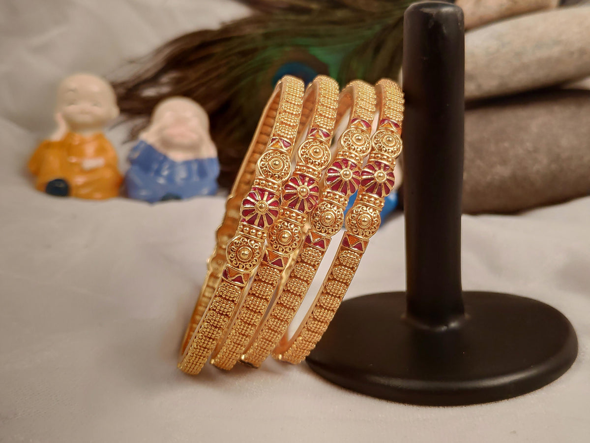 1 Gram Gold Plated Traditional Bangles for Women