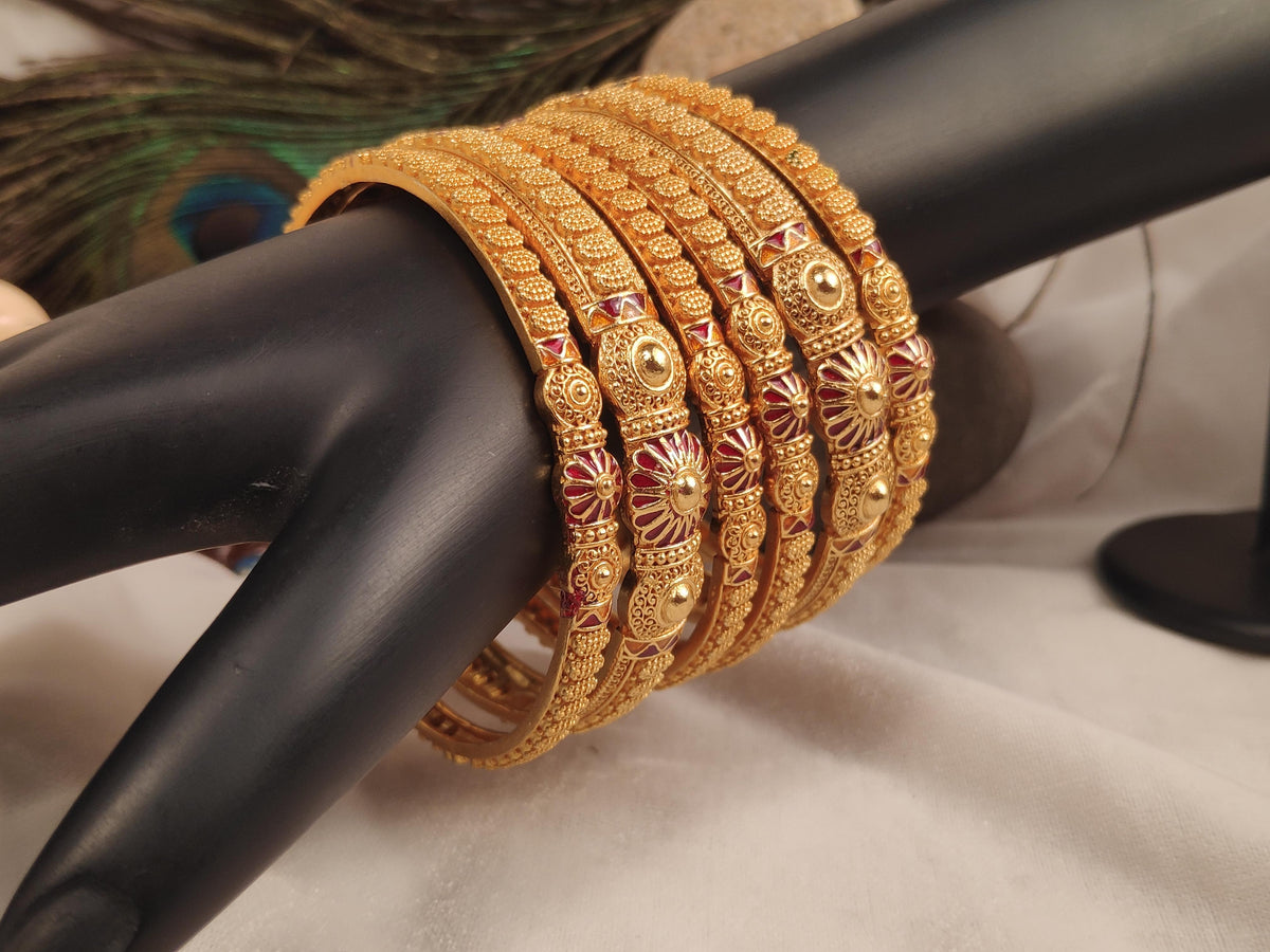 1 Gram Gold Plated Traditional Bangles for Women