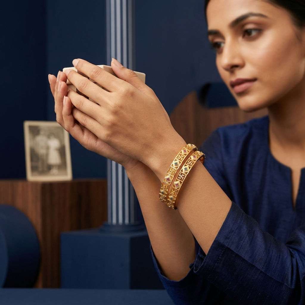 1 Gram Gold Plated Traditional Bangles for Women