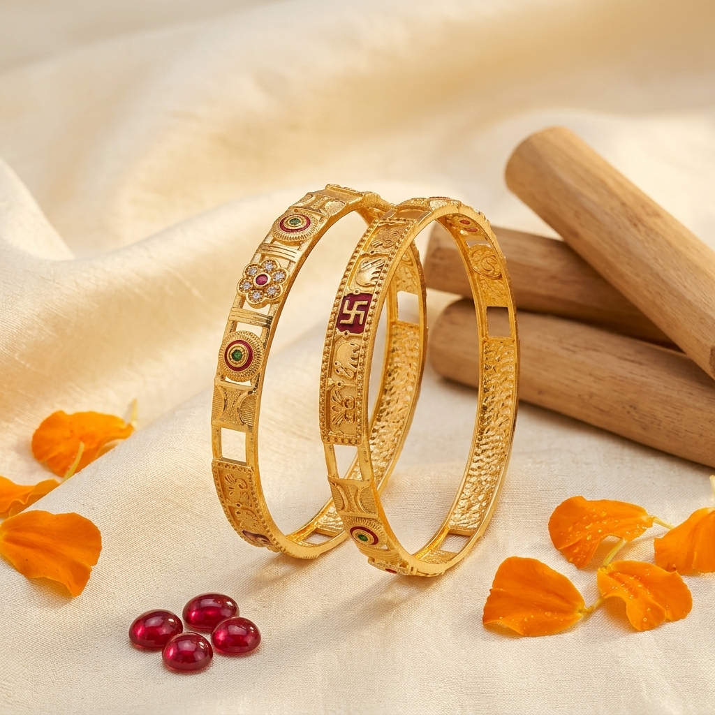 1 Gram Gold Plated Traditional Bangles for Women
