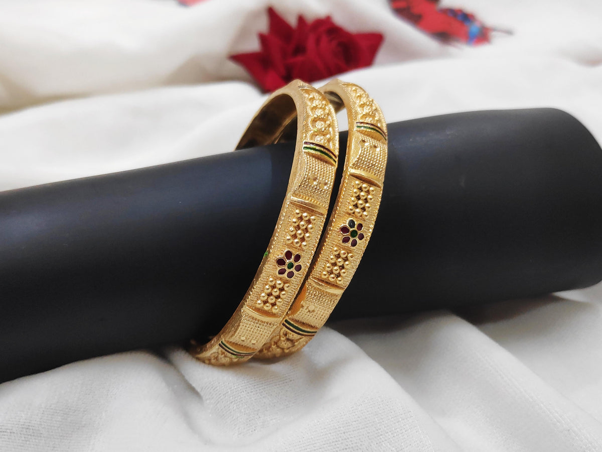 1 Gram Gold Plated Traditional Bangles for Women