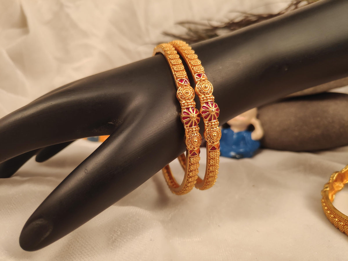 1 Gram Gold Plated Traditional Bangles for Women