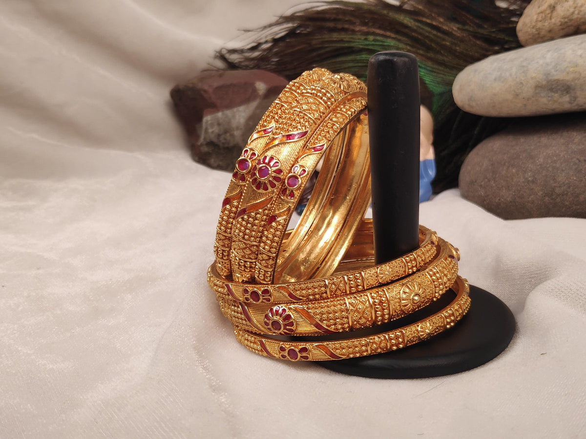 1 Gram Gold Plated Traditional Bangles for Women