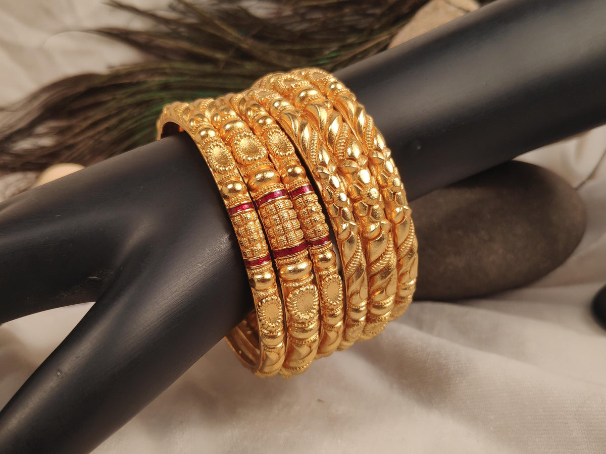 1 Gram Gold Plated Traditional Bangles for Women