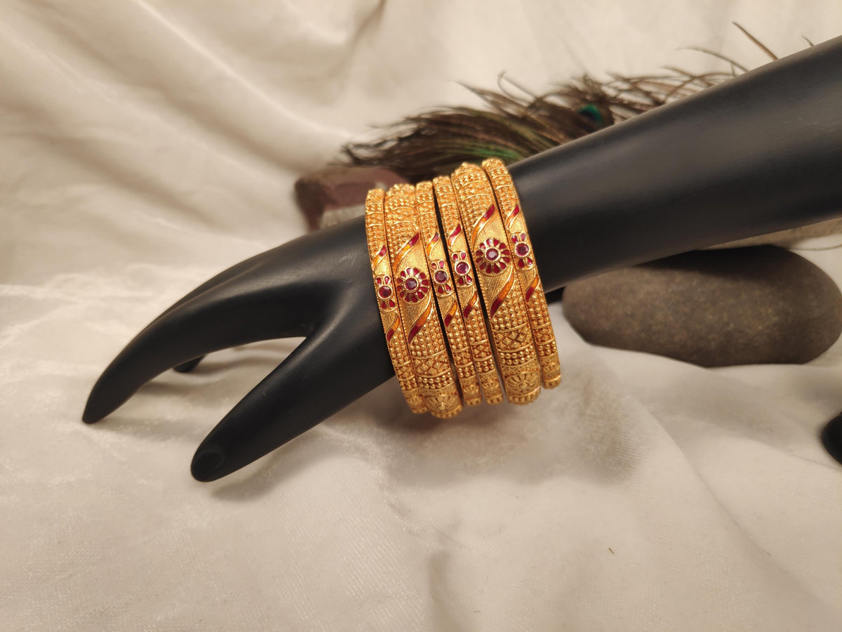 1 Gram Gold Plated Traditional Bangles for Women