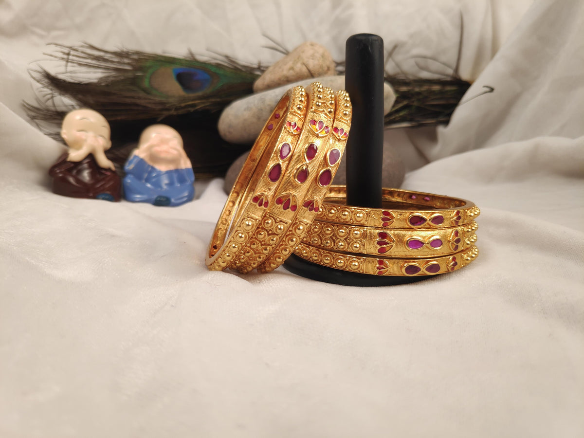1 Gram Gold Plated Traditional Bangles for Women