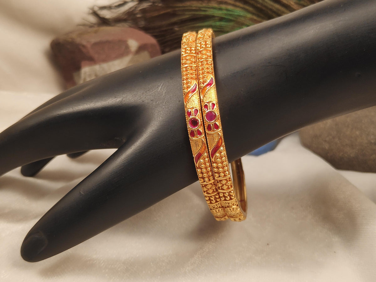1 Gram Gold Plated Traditional Bangles for Women