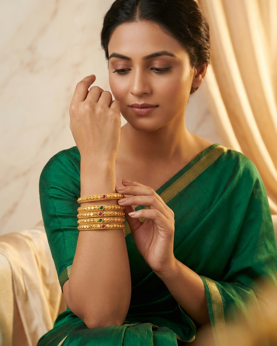 1 Gram Gold Plated Traditional Bangles for Women