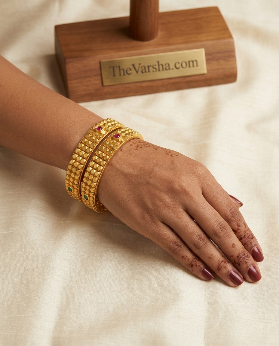 Elegant Brass Bangles with One Gram Gold Plating ÔøΩ Set of 2