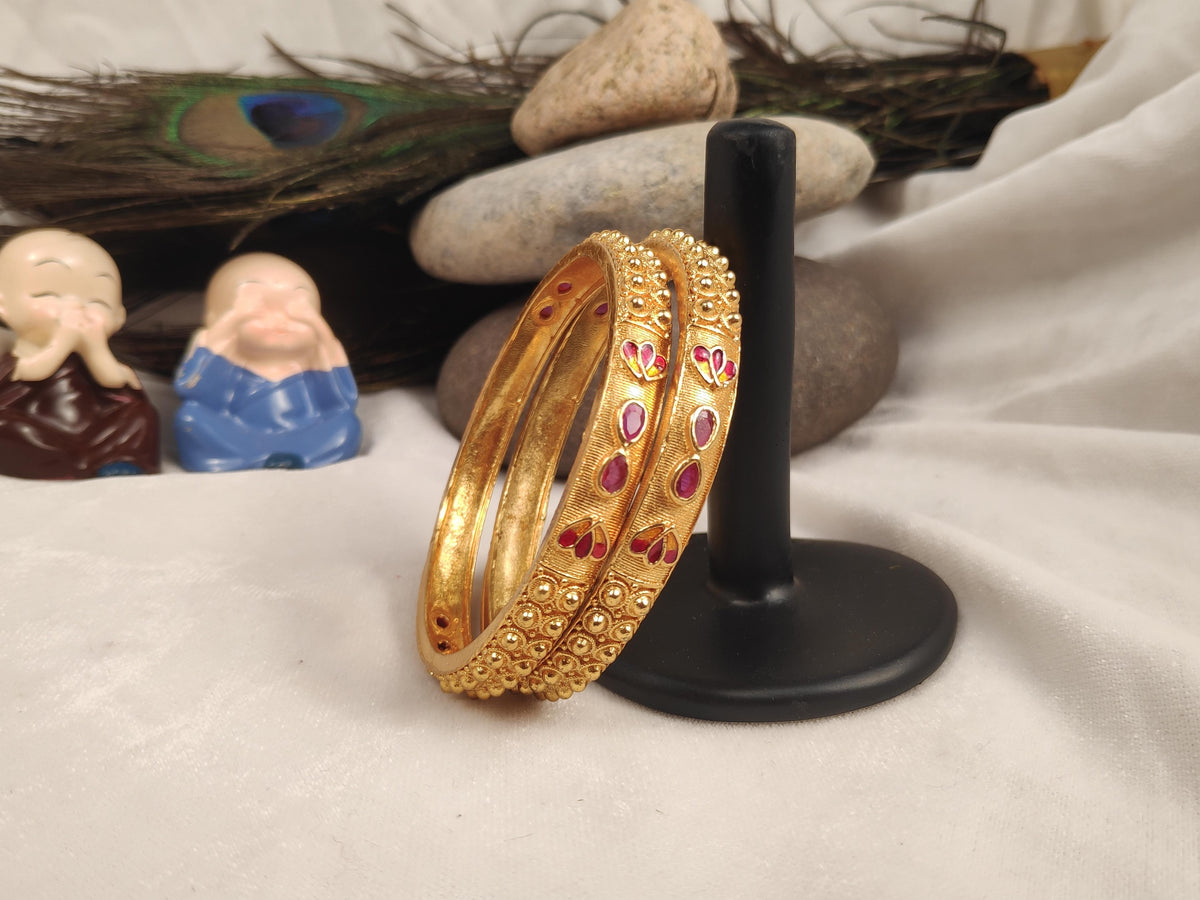 1 Gram Gold Plated Traditional Bangles for Women