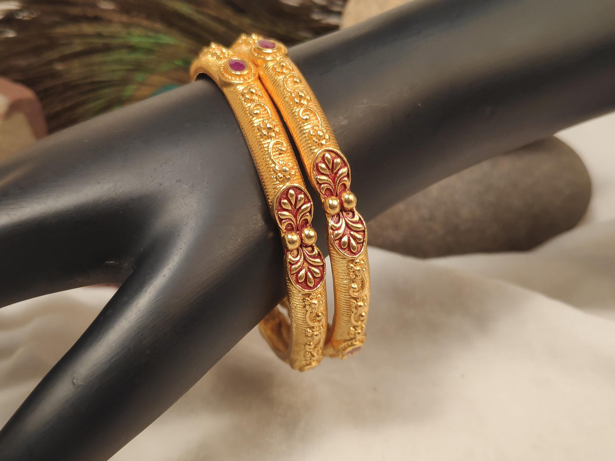 1 Gram Gold Plated Traditional Bangles for Women