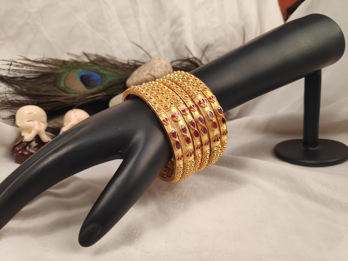 1 Gram Gold Plated Traditional Bangles for Women