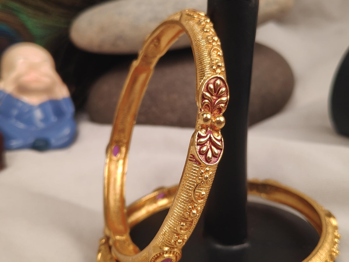 1 Gram Gold Plated Traditional Bangles for Women