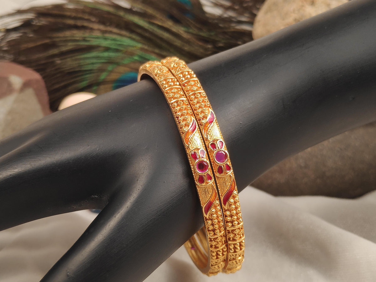 1 Gram Gold Plated Traditional Bangles for Women