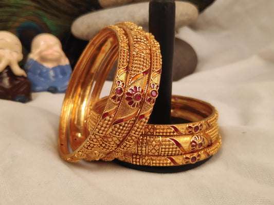 1 Gram Gold Plated Traditional Bangles for Women