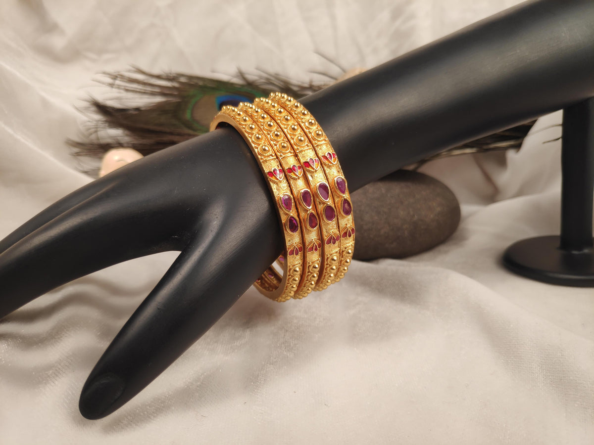 1 Gram Gold Plated Traditional Bangles for Women