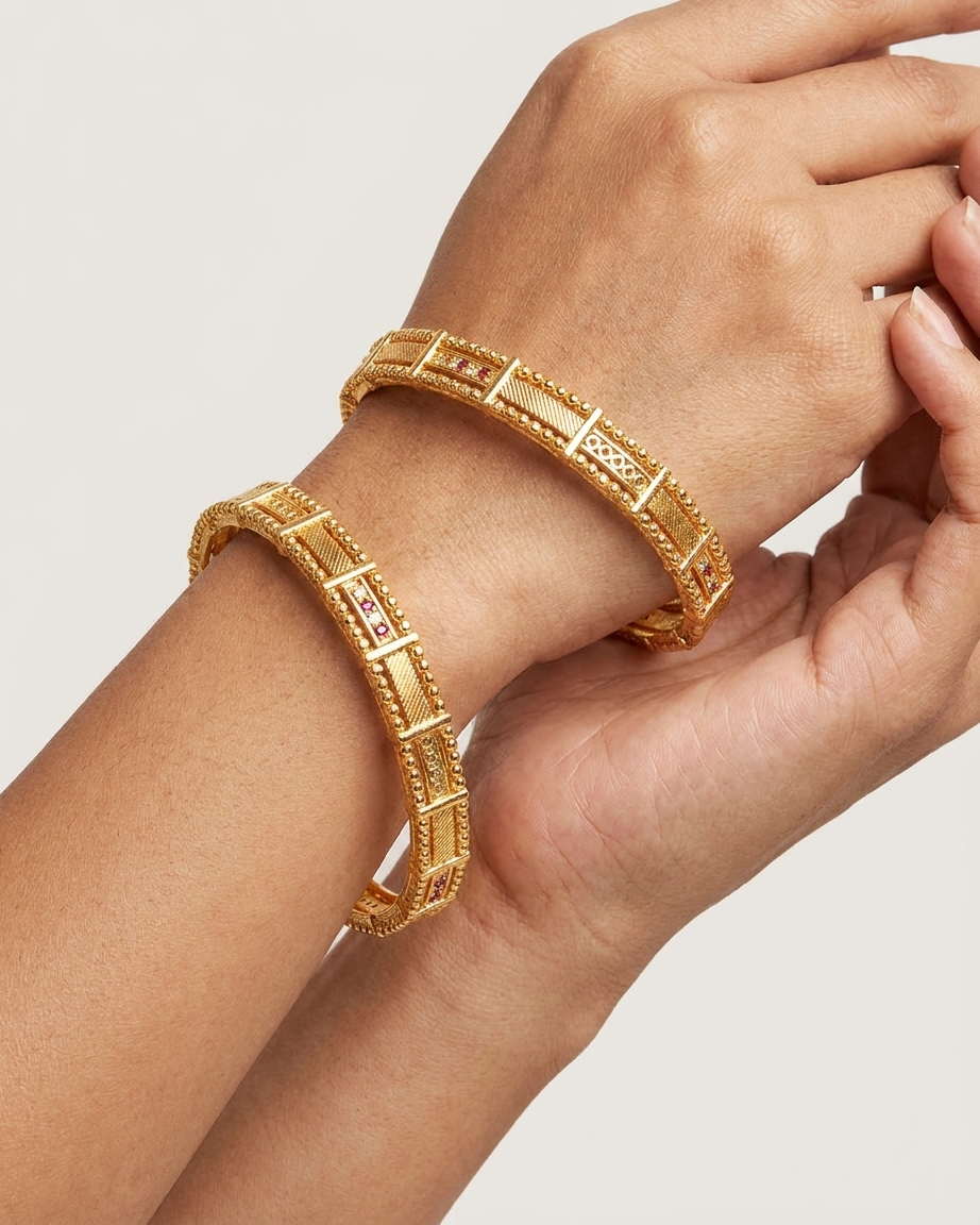 1 Gram Gold Plated Traditional Bangles for Women