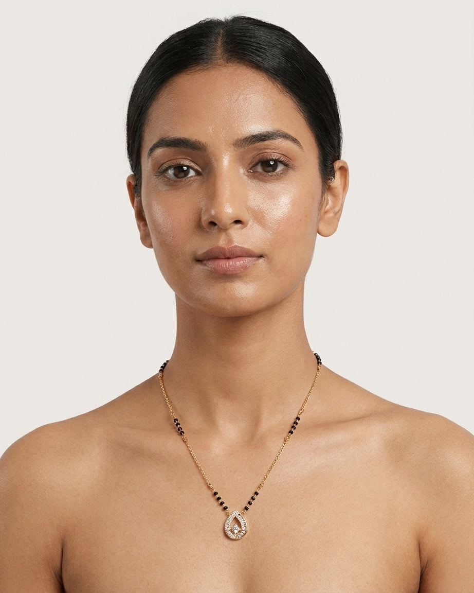 Gold-Plated Teardrop CZ Mangalsutra