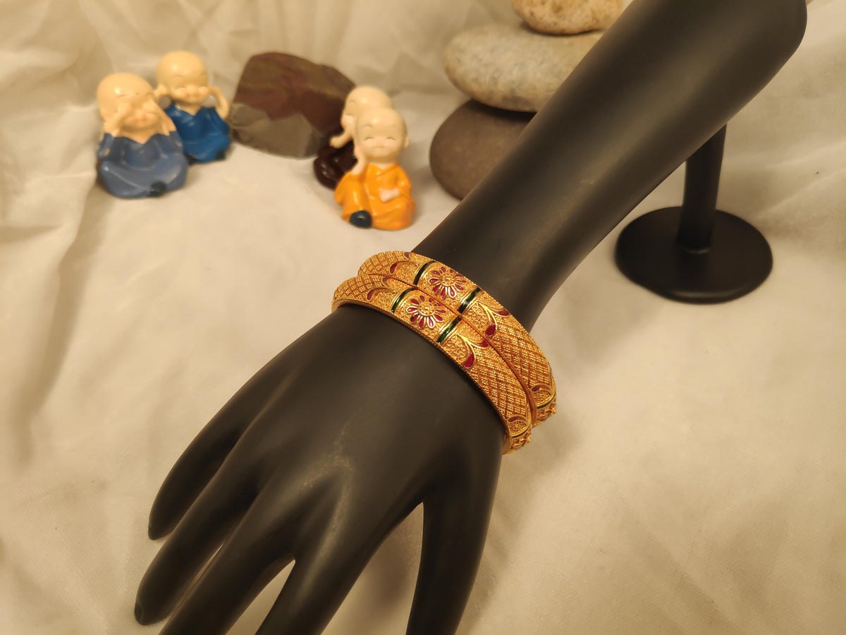 1 Gram Gold Plated Traditional Bangles for Women
