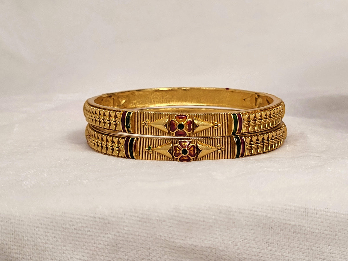 1 Gram Gold-Plated Brass Rajasthani Bangles
