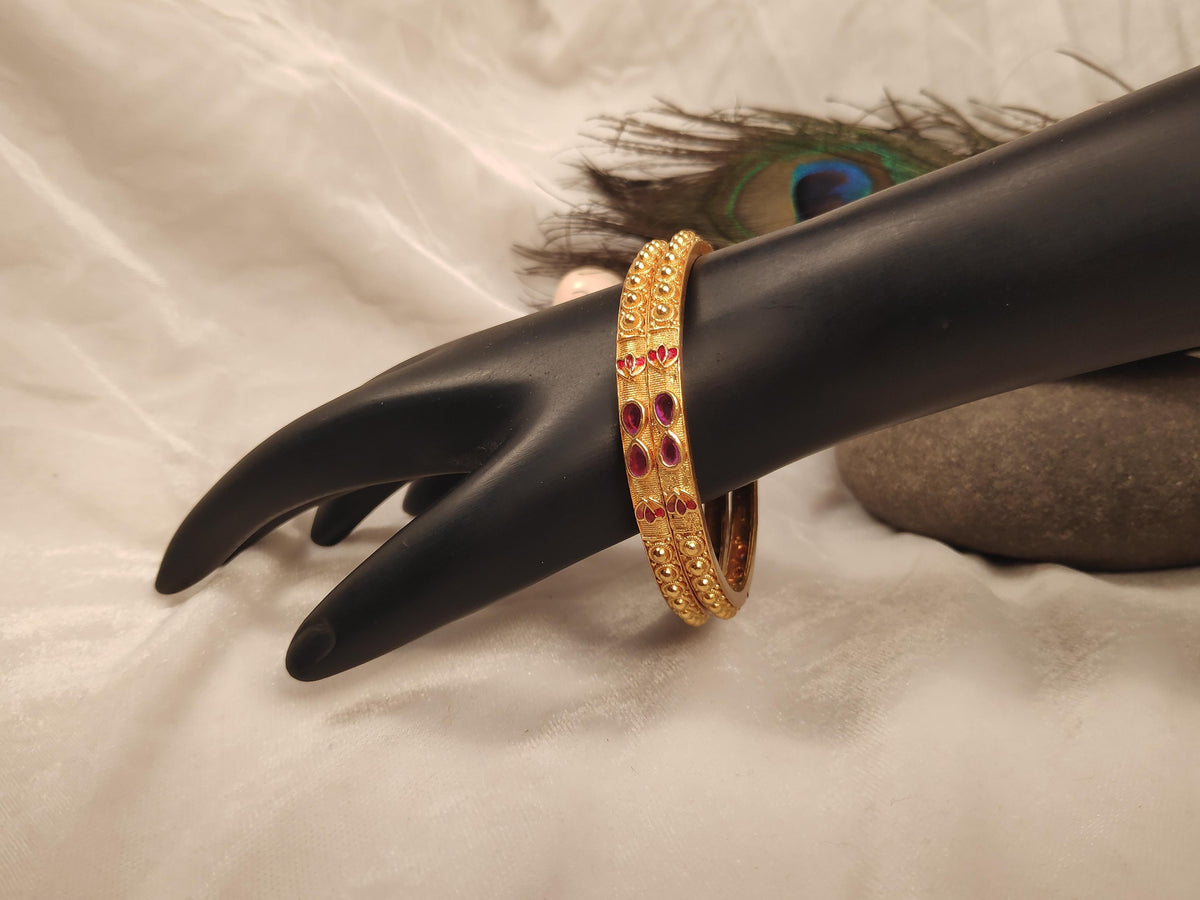 1 Gram Gold Plated Traditional Bangles for Women
