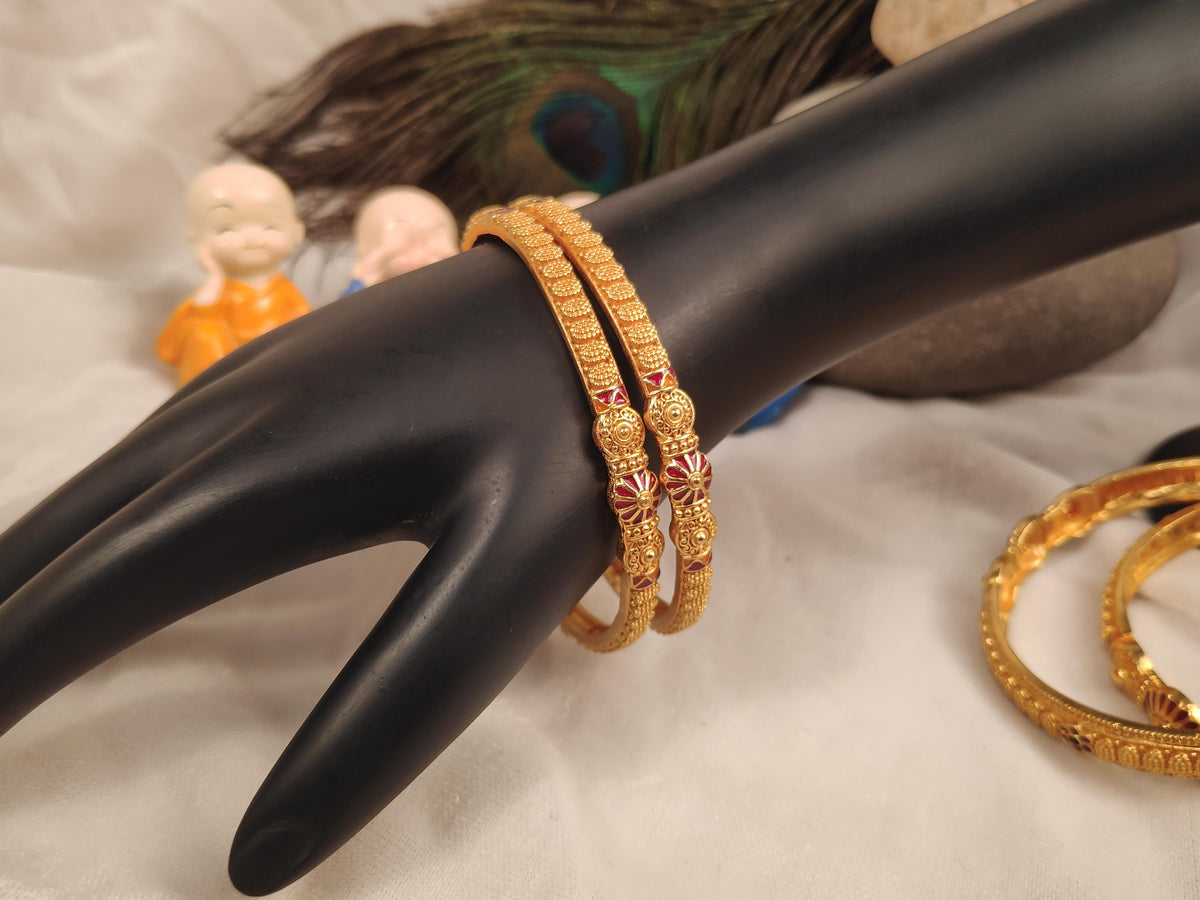 1 Gram Gold Plated Traditional Bangles for Women
