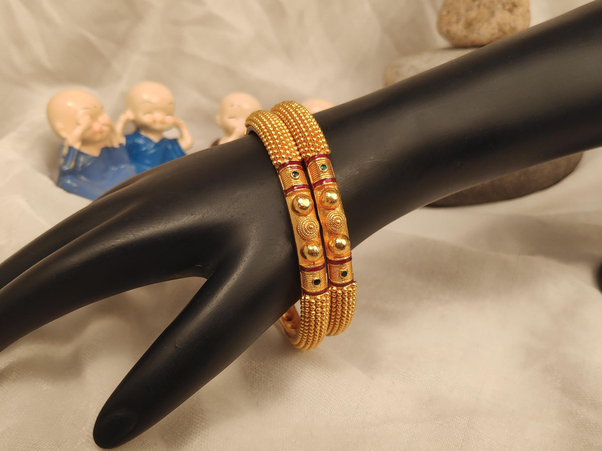 1 Gram Gold Plated Traditional Bangles for Women