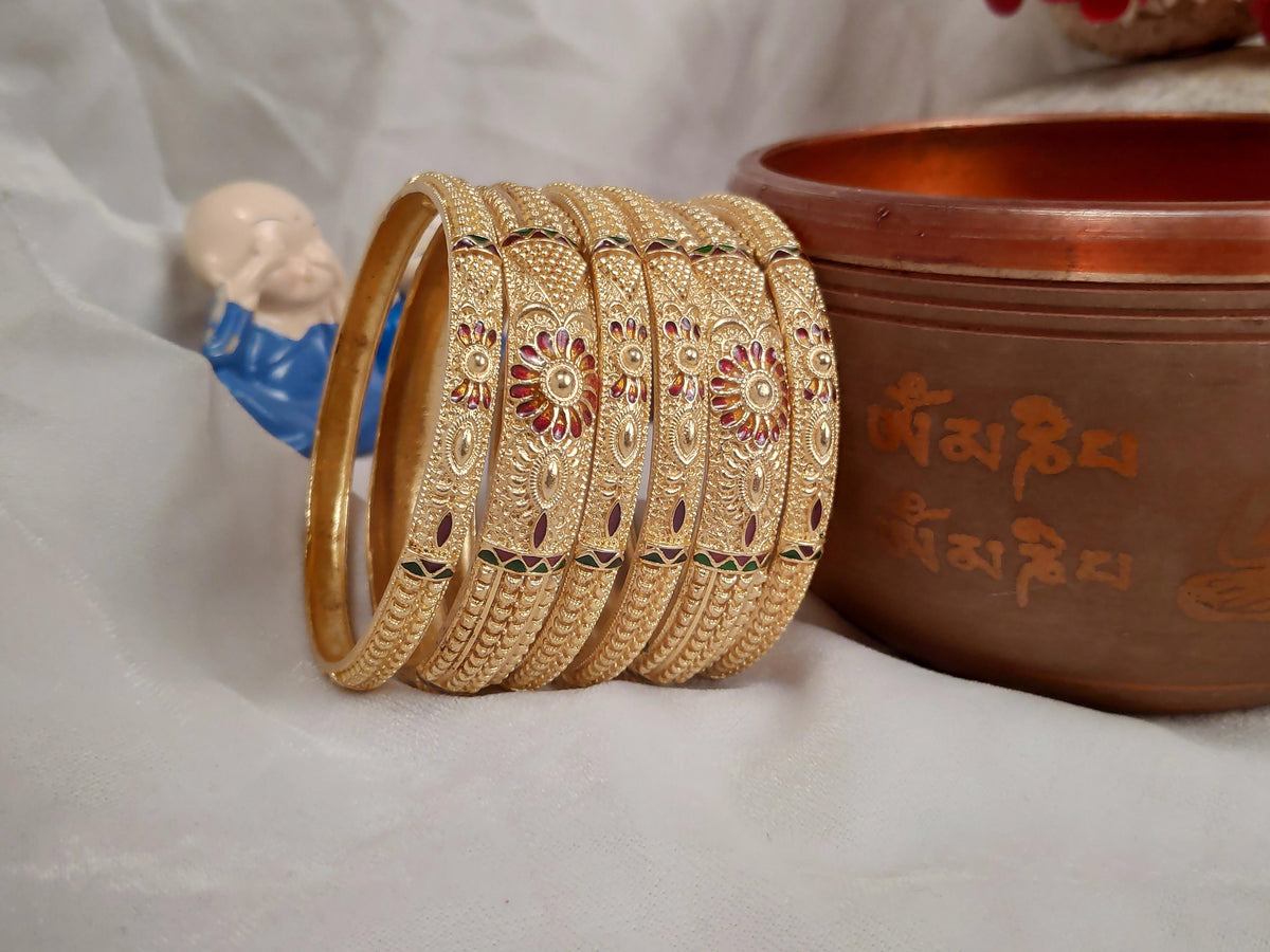 1 Gram Gold Plated Traditional Bangles for Women