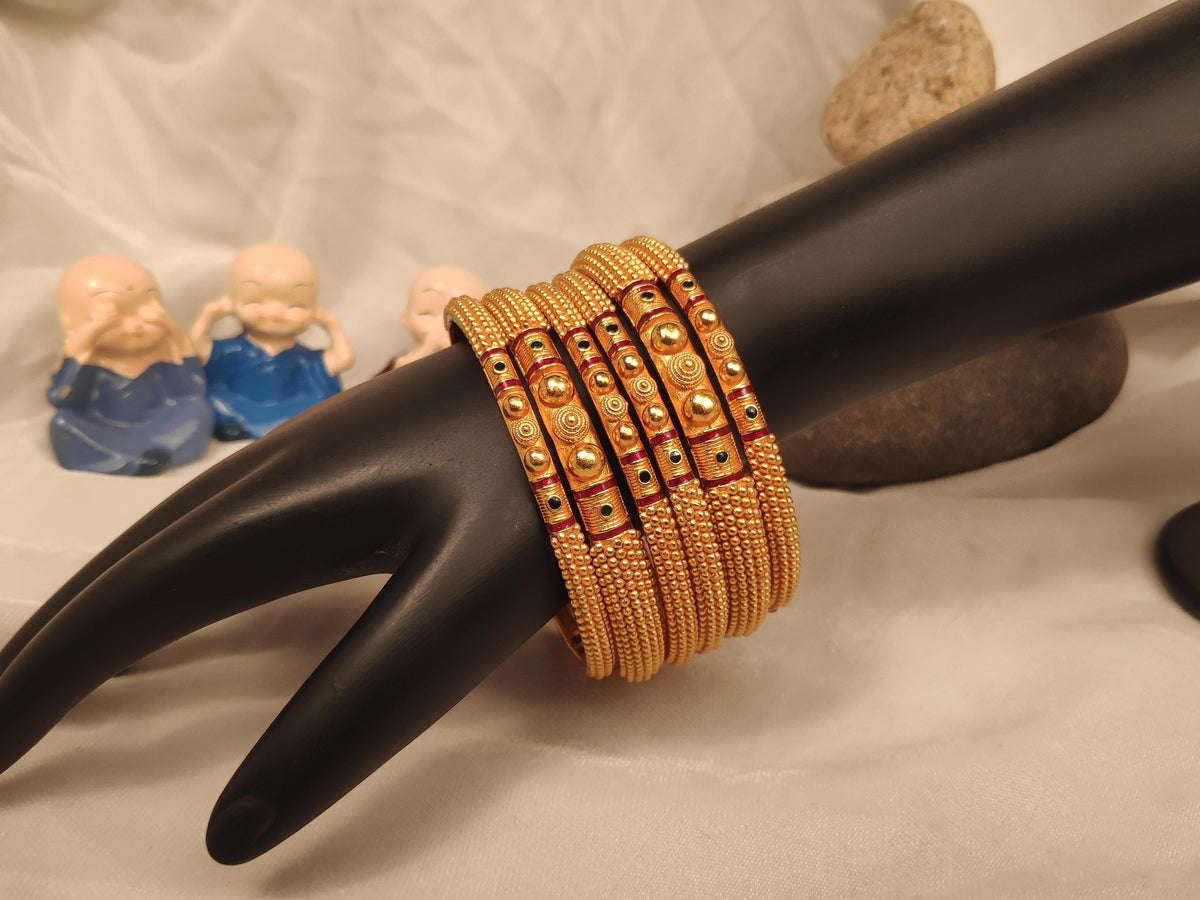 1 Gram Gold Plated Traditional Bangles for Women