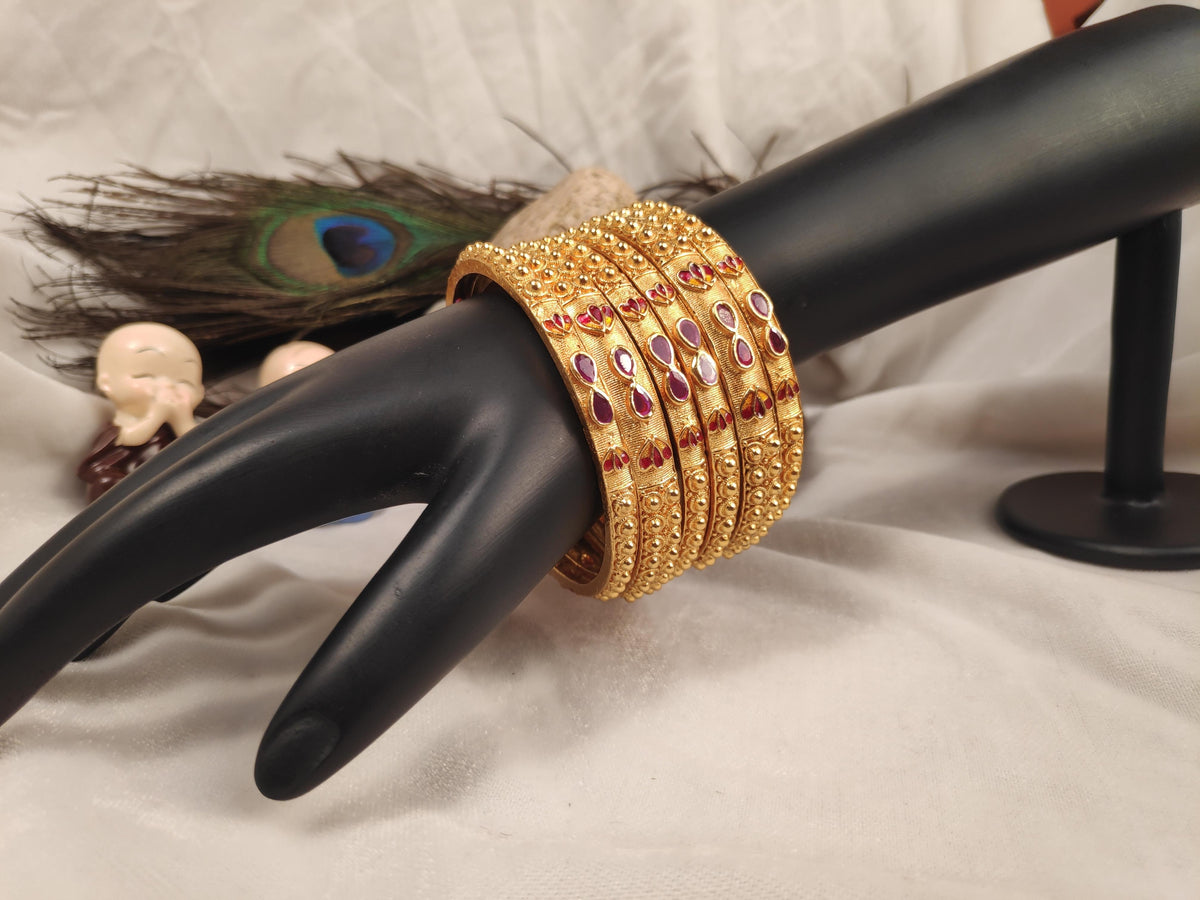 1 Gram Gold Plated Traditional Bangles for Women