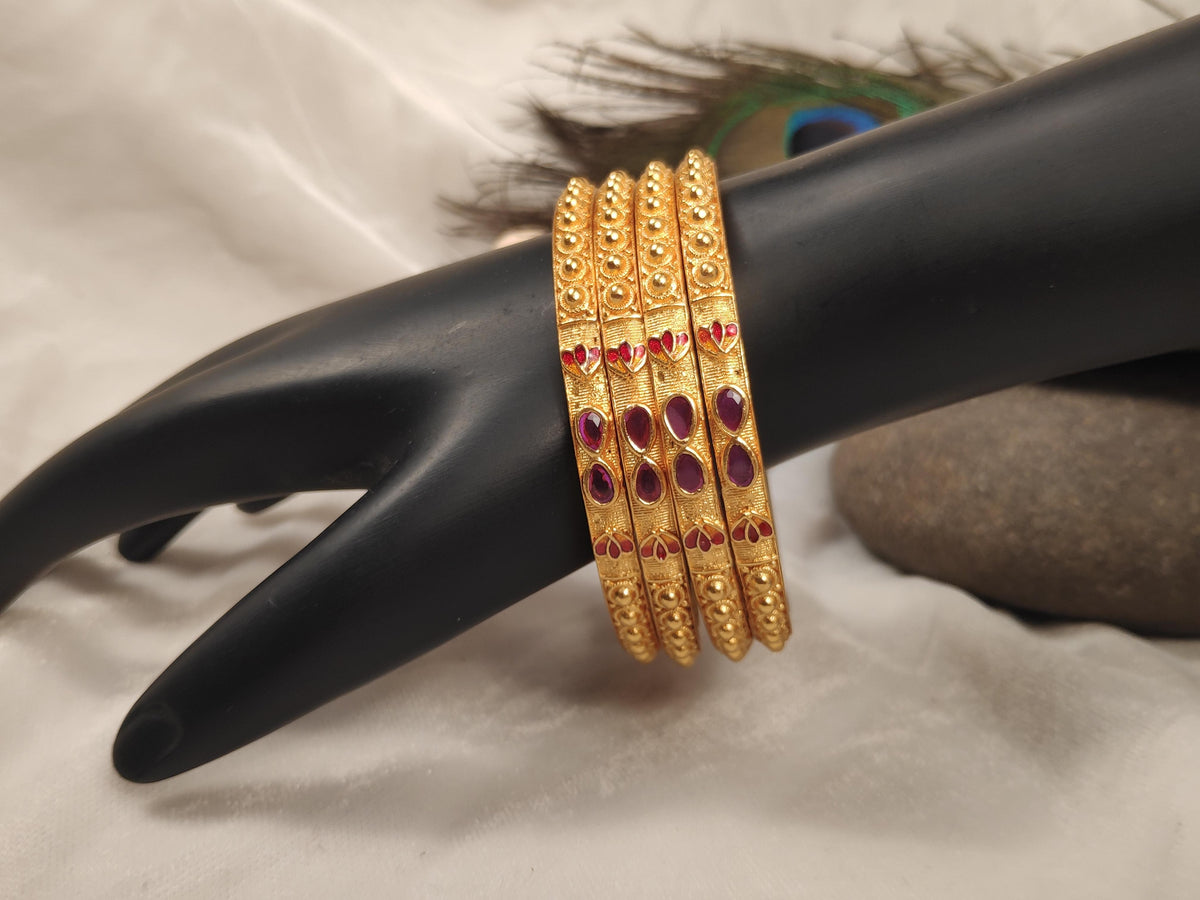 1 Gram Gold Plated Traditional Bangles for Women