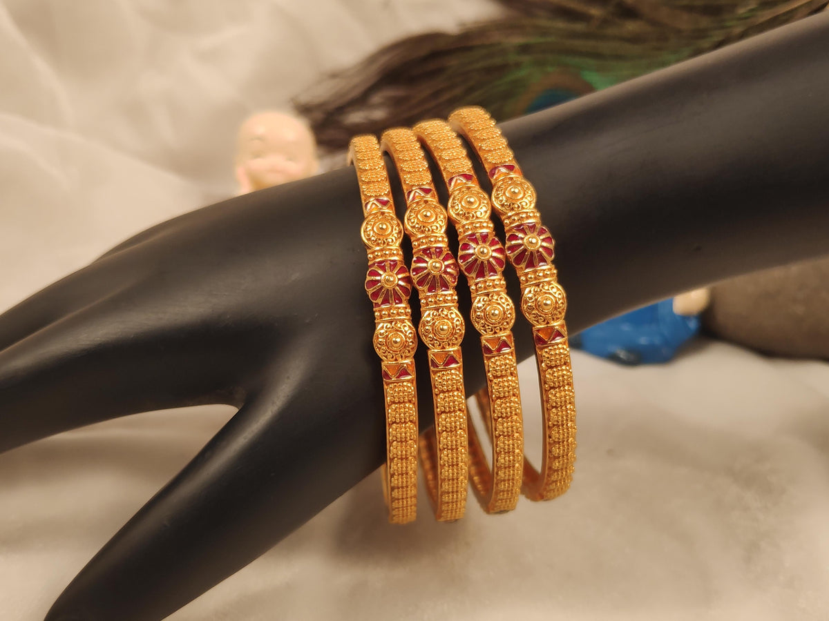 1 Gram Gold Plated Traditional Bangles for Women