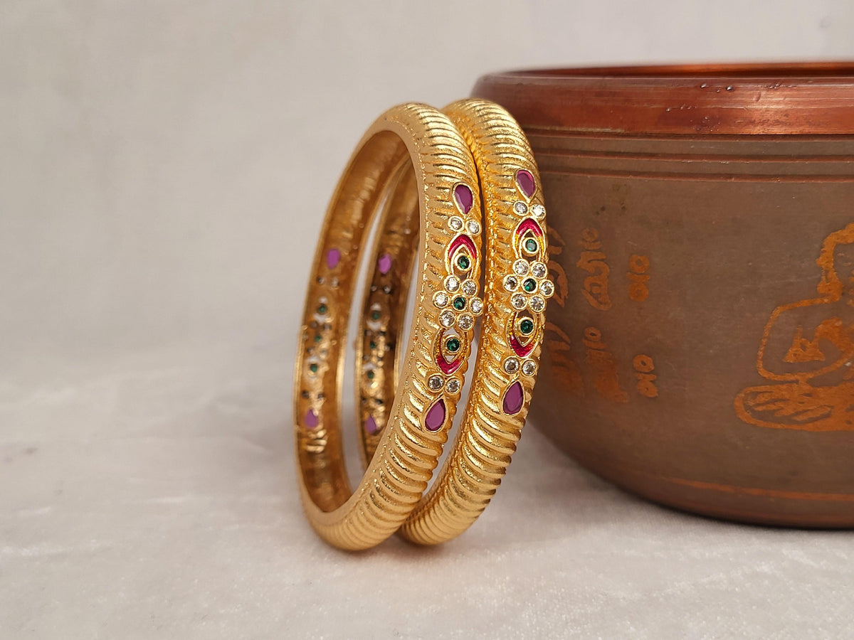 1 Gram Gold Plated Traditional Bangles for Women